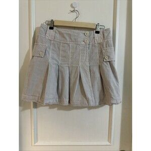 Free People 10 Pleated Wrap Skirt Pale Lilac Beige Short Mini Distressed Edges